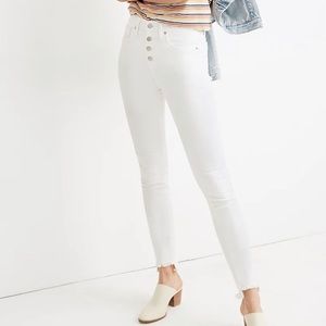 ✨Madewell size 32 white denim jeans raw hem 10” high rise skinny